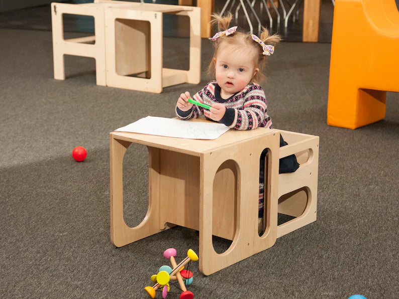 Multi-Functional Solid Wood Convertible Chair Set