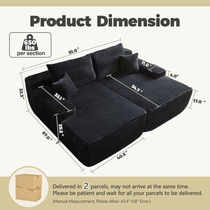 81" Boneless Sofa Sleeper Couch