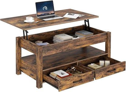 Lift Top Coffee Table with Large Hidden Storage Shelf