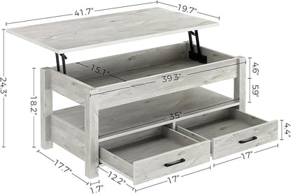 Lift Top Coffee Table with Large Hidden Storage Shelf
