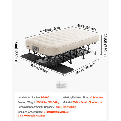 EZ-Bed (Full Size) Air Mattress with Frame & Rolling Case
