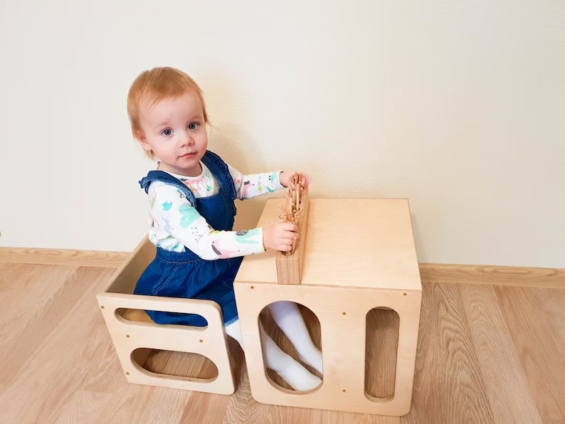 Multi-Functional Solid Wood Convertible Chair Set