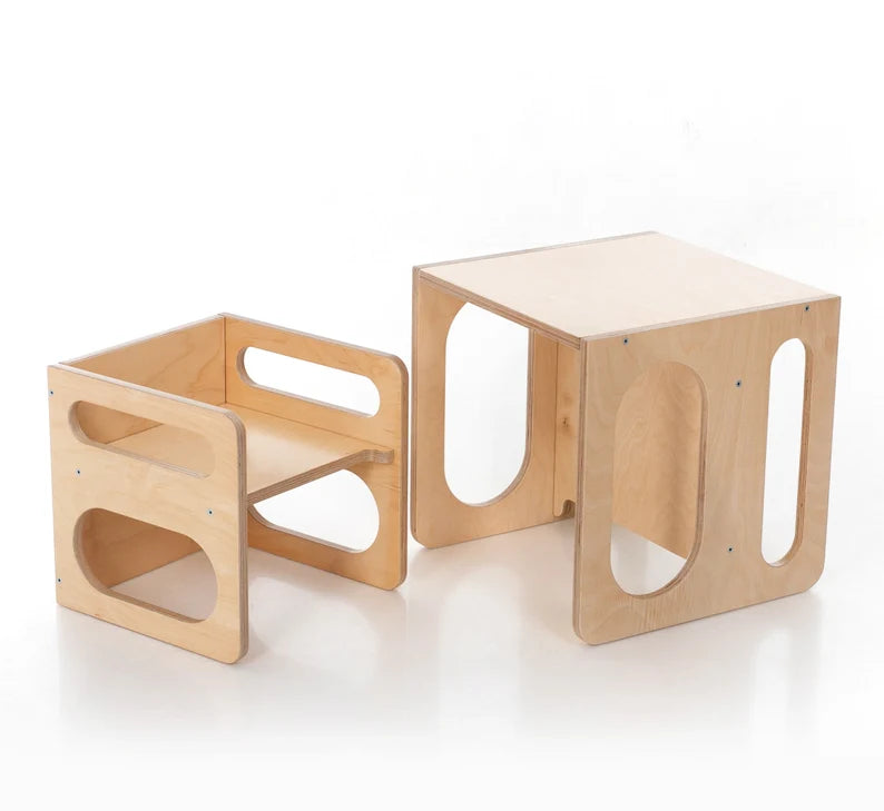 Multi-Functional Solid Wood Convertible Chair Set