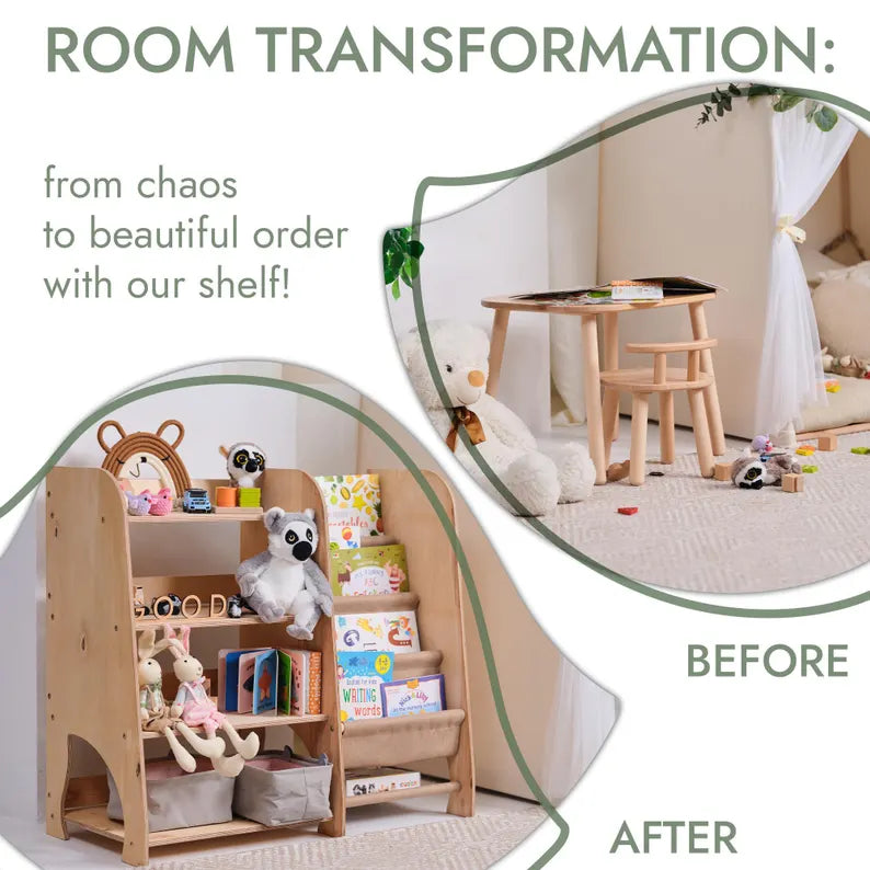 Toddler Wooden Storage Shelf
