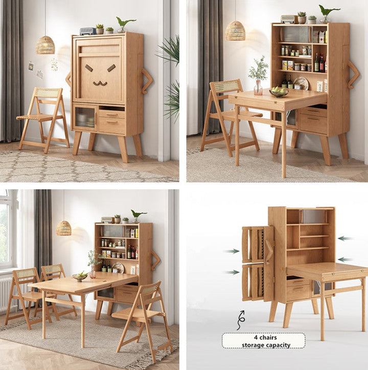 Space Saving Sideboard Table With Folding Chairs