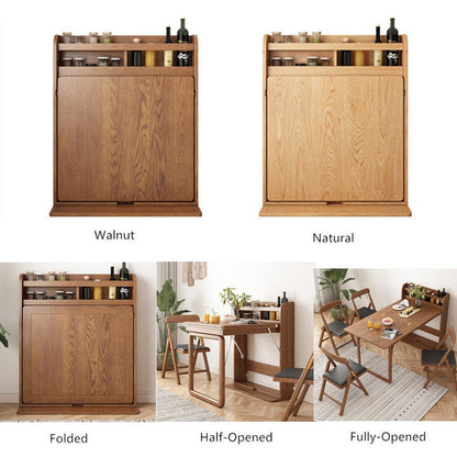 Solid Wood Folding Multifunctional Dining Table for Small Apartments
